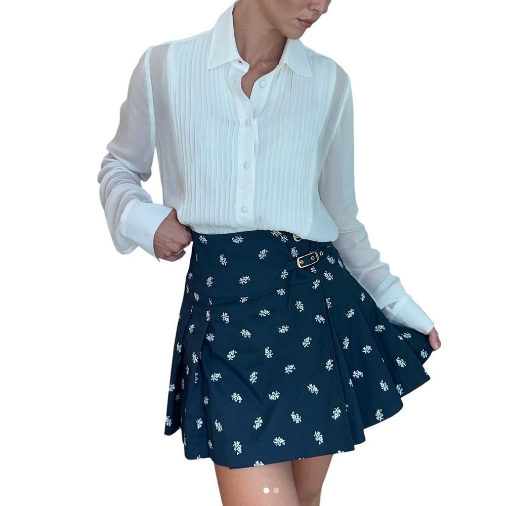 NWT Hill House Women's The Inola Skirt In Navy Autumn Paisley Jacquard Small
